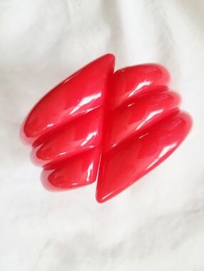 Vintage 60's Mod Red Lucite Hinged Cuff Bracelet